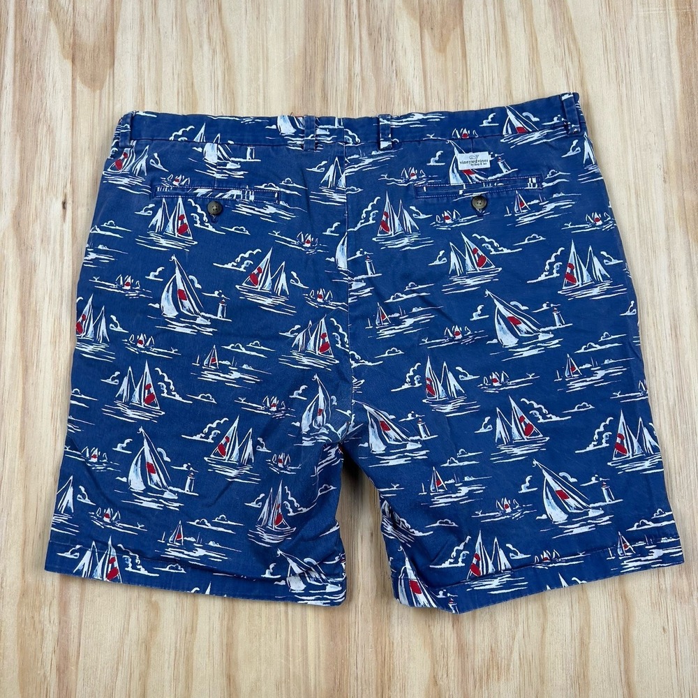 Vineyard Vines Shorts Mens 42 Blue Geometric AOP Sailing Nautical Breaker Short - Picture 3 of 10